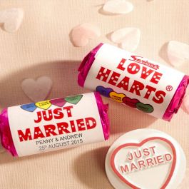 X200 Wedding Favours Personalised Mini Love Hearts Sweets Just Married Poison #8