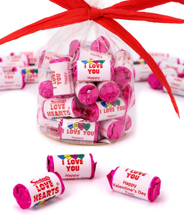 Personalised Christmas Mini Love heart rolls Party Sweets Gift Bag Favours 