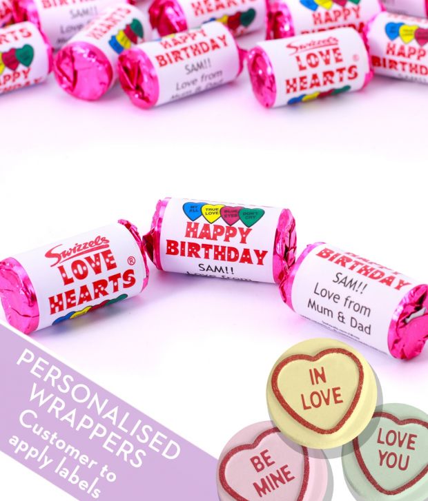 Birthday Mini Love Heart Sweets 13th 16 18 21st 30 40 50 60 70  non personalised 