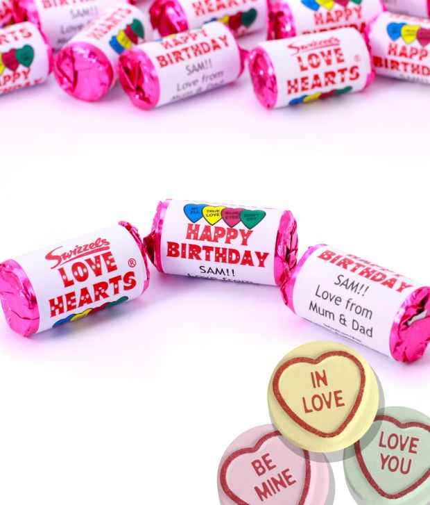 Birthday Mini Love Heart Sweets 16 18 21st 30 40 50 60 65 70th non personalised 