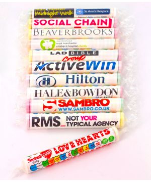 1,000 Giant Love Heart rolls with Personalised wrappers