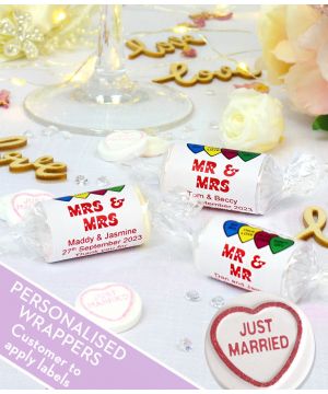 JUST MARRIED Love Hearts Sweets With Personalised Wrappers