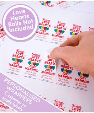 Personalised Mini Love Hearts Wedding Favour Labels