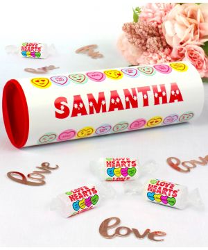 Personalised Love Hearts Gift Tube